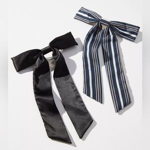 Anthropologie Varsity Hair Bow Clip Set of Two - NWT - Black